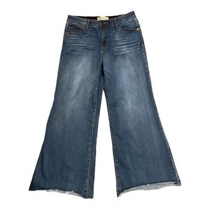 Democracy Ab Technology Jeans Size 10P Blue Pants Womens wide Leg Frayed Hem